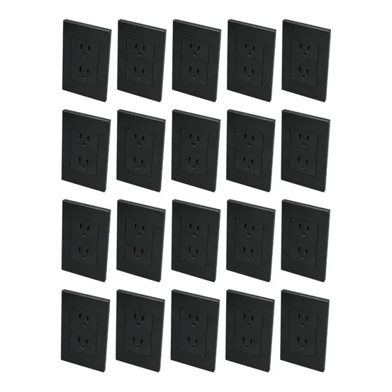 Kit De 20 Placa Con Contacto Dúplex Negro, 1/1 Surtek