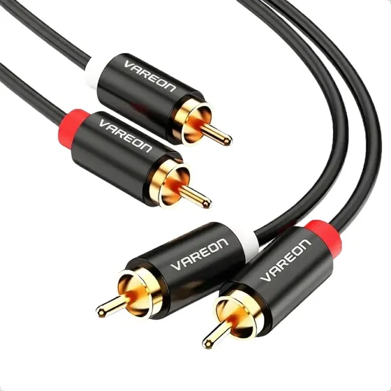 Cable 2 Rca Macho A 2 Rca Audio Estereo Vareon Negro 1m