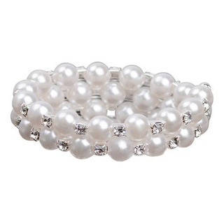 Pulsera Elástica Con Perlas Y Diamantes De 5 Piezas Pulsera Elástica Con Perlas Y Diamantes De 5 Piezas
