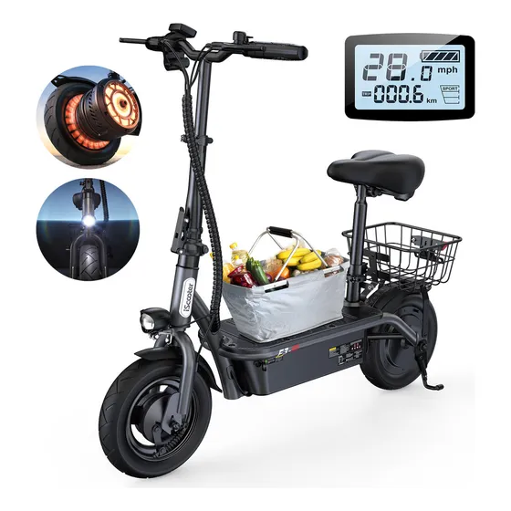 Scooter Eléctrico scooter adulto patines plegables con Asiento iScooter F3 Motor 1000w-45km/h-13ah -60km Autonomía 45km/h Velocidad Máxima Con luz LED Scooter Eléctrico scooter adulto patines plegables con Asiento iScooter F3 Motor 1000w-45km/h-13ah -60km Autonomía 45km/h Velocidad Máxima Con luz LED