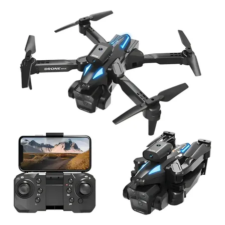Drone Max Camera Hd Obstaculos Motor Brushless 2 Baterias Preto