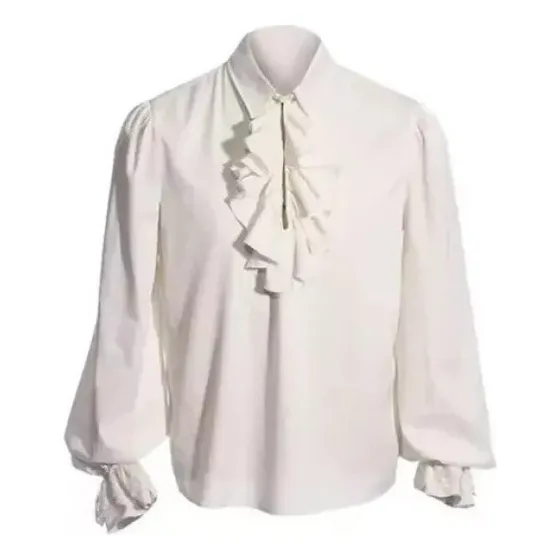 Camisa Masculina Vintage Steampunk Gótica Com Babados