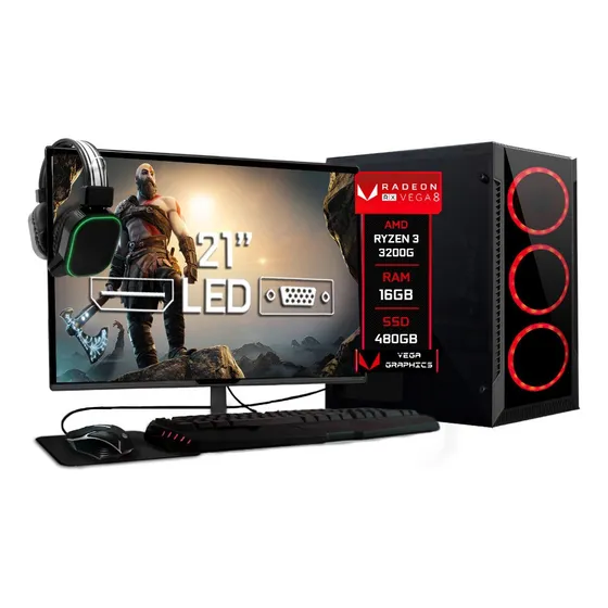 Pc Gamer Fácil Ryzen 3200g Vega8 16gb Ssd 480gb M21
