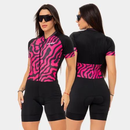 Macaquinho De Ciclismo Feminino Acolchoado Estampado Fashion