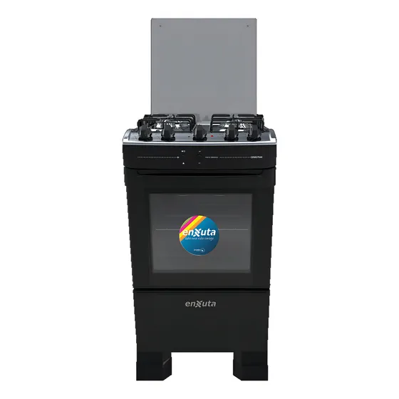 Cocina Supergas 4 Hornallas Negra Con Horno Eléctrico Y Gril