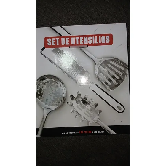 Set Utensilios 4 Piezas Enduro Acero Inoxidable Juego Nuevo