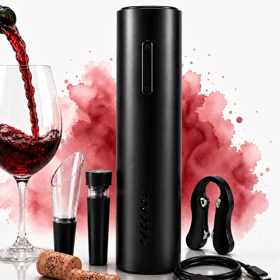 Kit Abridor De Vinho Elétrico Usb Recarregável Saca Rolhas