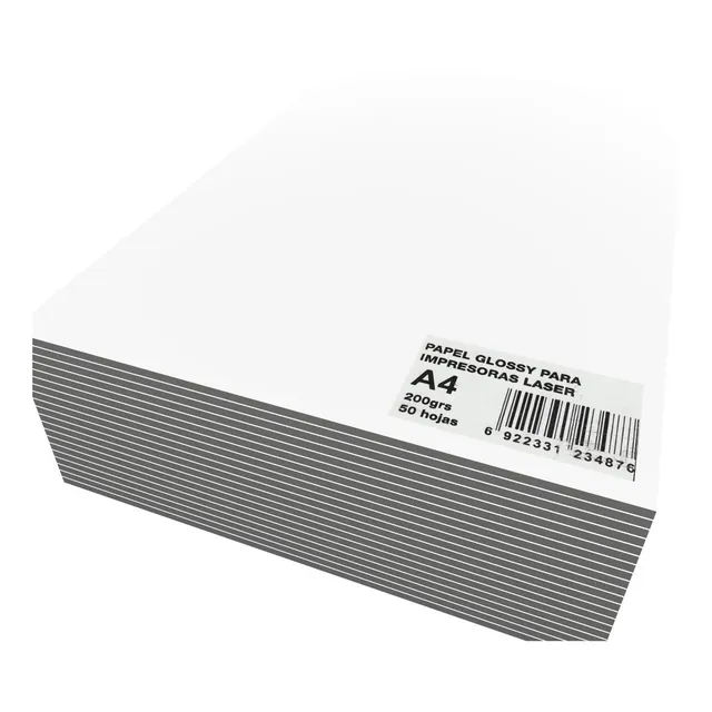 Papel Fotografico Brillo, Impresoras Laser-200grs.50 Unid.