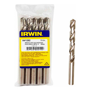 Kit 5 Broca Aço Rápido 8mm Metal Iw1282 Profissional Kit 5 Broca Aço Rápido 8mm Metal Iw1282 Profissional