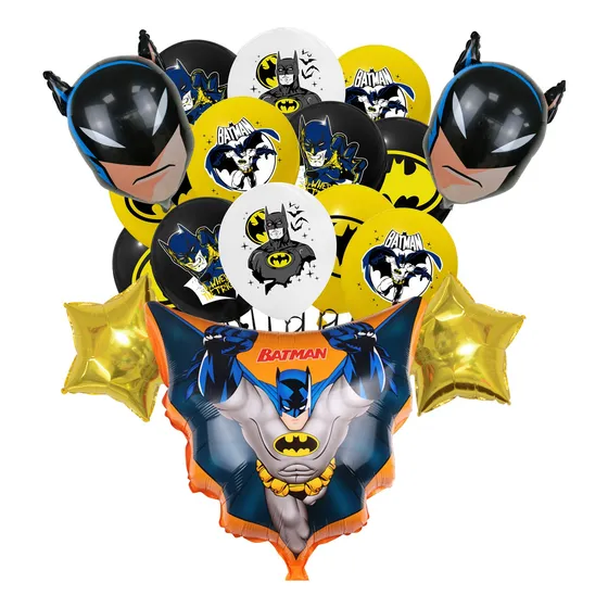 Kit De Cumpleaños Batman Globos Decoracion Fiesta 28pcs