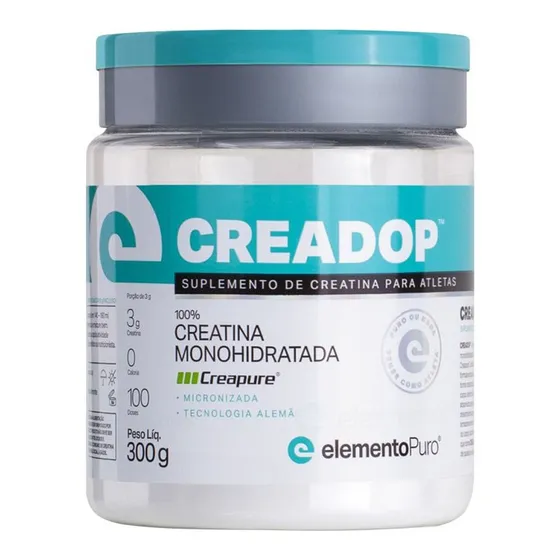 Suplemento em Pó Creadop Creapure Elemento Puro Creatina Monoidratada Sabor Natural pote 300g