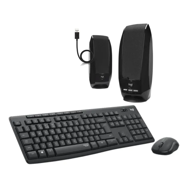 Combo De Pc Teclado Mouse Inalambrico Y Parlantes Logitech 