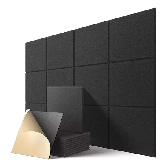 Paneles Acústicos Cuadrados 30x30 Autoadhesivos, 12 Piezas,negro