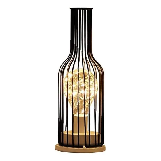 Lámpara De Mesa Velador Luz Cálida Botella