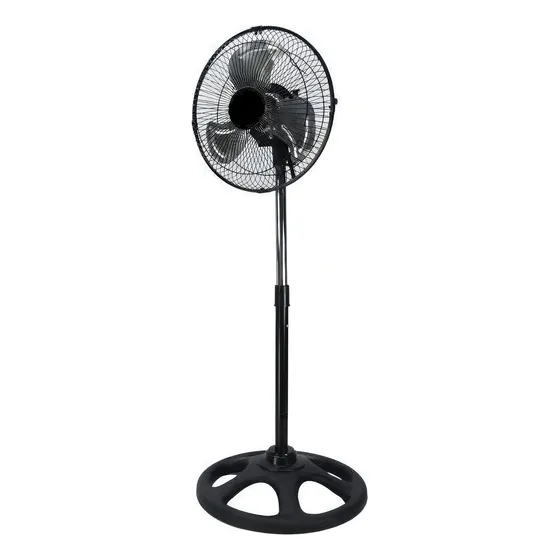 Ventilador de Pie Eiffel E-510 negro con 3 palas color gris de chapa, 10" de diámetro 220 V