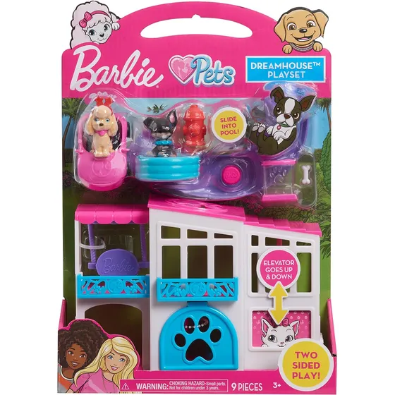Barbie Pet Dreamhouse Juego De 2 Caras, 10 Piezas