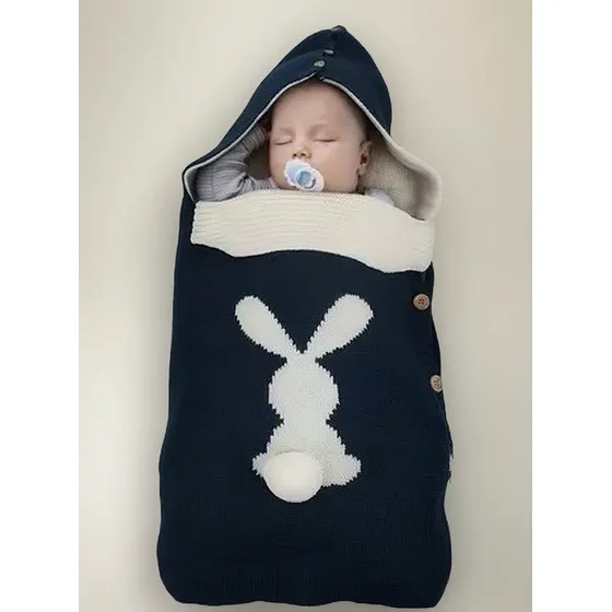 Saco De Dormir De Punto Con Botón De Conejito Para Bebé