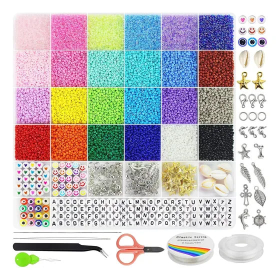 Kit Para Hacer Pulseras De Mostacillas 24 Colores 17000 Uds