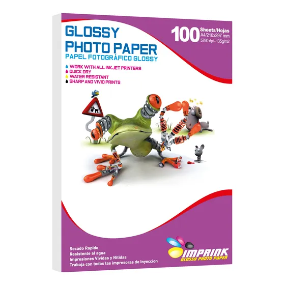 Papel Fotografico Glossy Brillante 135 Grs A4 100 Hojas 