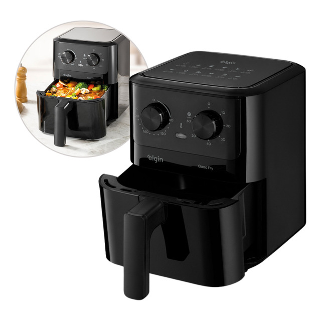 Fritadeira Airfryer Quad Fry 4,2 Litros 1.400w Preta Elgin Fritadeira Airfryer Quad Fry 4,2 Litros 1.400w Preta Elgin