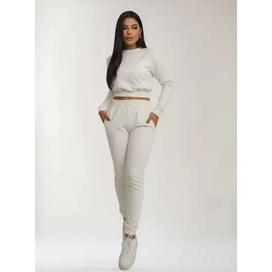 Conjunto Gringa Moletom Cropped Manga Longa E Calça Jogger