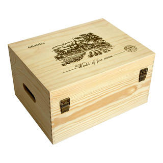 Caja De Botella De Madera Tapa Con Bisagras Manija De Cuerda Caja De Botella De Madera Tapa Con Bisagras Manija De Cuerda
