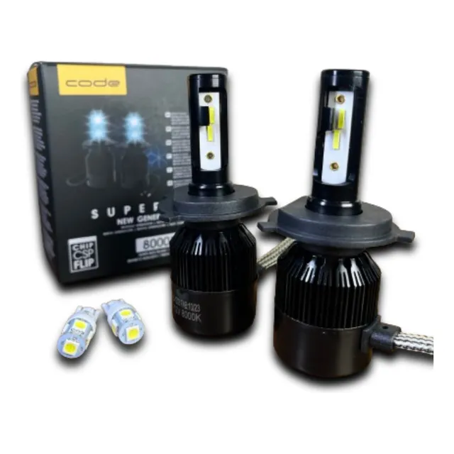 Kit Lâmpada Farol Super Led 8000k 12v + Led T10 Pingo D'agua