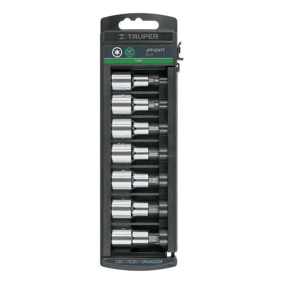 Juego De 7 Dados Cuadro 1/2  Punta Torx, Truper