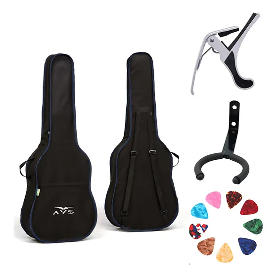 Capa De Violão + Suporte De Violão + Capotraste +10 Palhetas