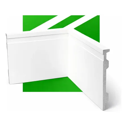 Kit 9 Barras Rodapé Poliestireno Meu Rodapé 15cm X 2m Branco Frisado Branco