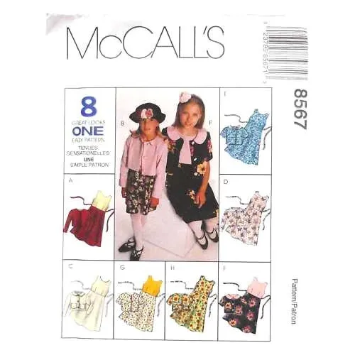 Mccall 's Patron Costura 8567 Niña Forro Para Chamarra Ch 8