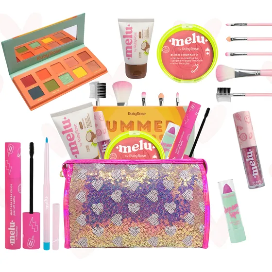 Kit Maquiagem Adolescente Teen Melu Ruby Rose Com Necessaire