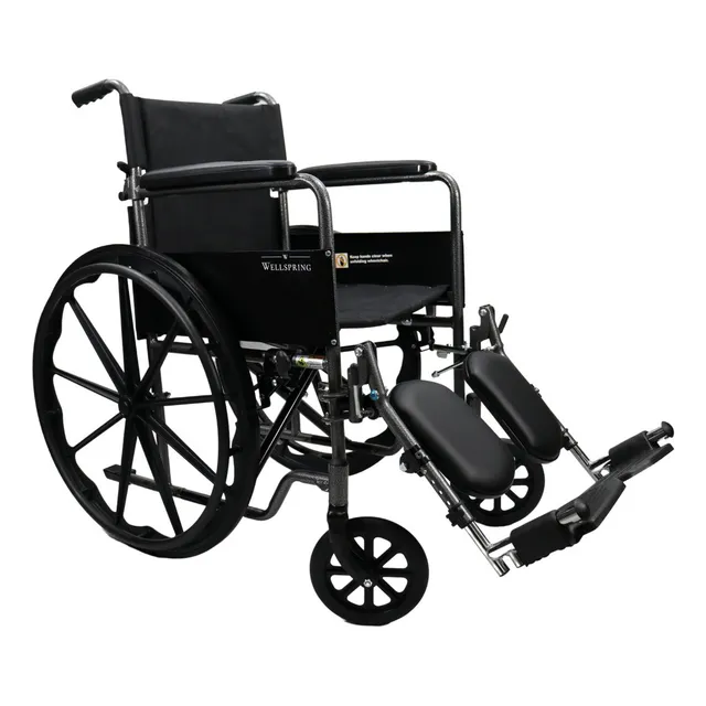 Silla De Ruedas Con Eleva Piernas Premium Plegable Color Gris oscuro con negro