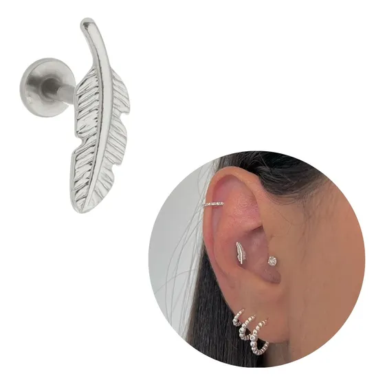 Piercing Helix Daith Tragus Pena Prata Legítima 925
