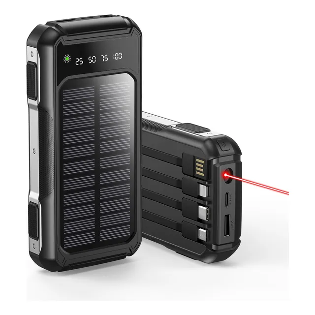 Power Bank Solar Portatil 36800mah Con 4 Cables Cargo Rápida