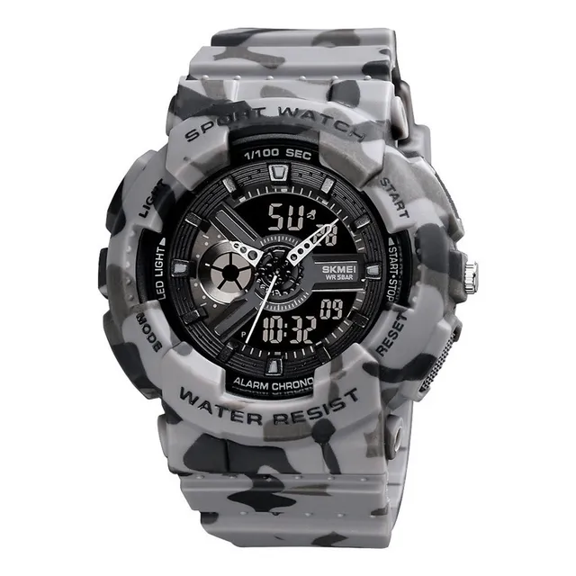 Reloj Skmei 1689 Niños Gris Camuflaje Small Size Hora Doble