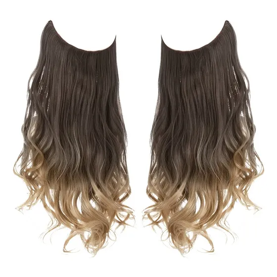 Extensión De Cabello De Halo Ondulada 18  Liga Invisible