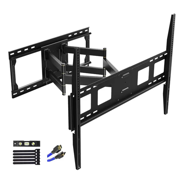 Soporte Tv Pared Con 635mm Brazo Largo Inclinable Giratorio Color Negro