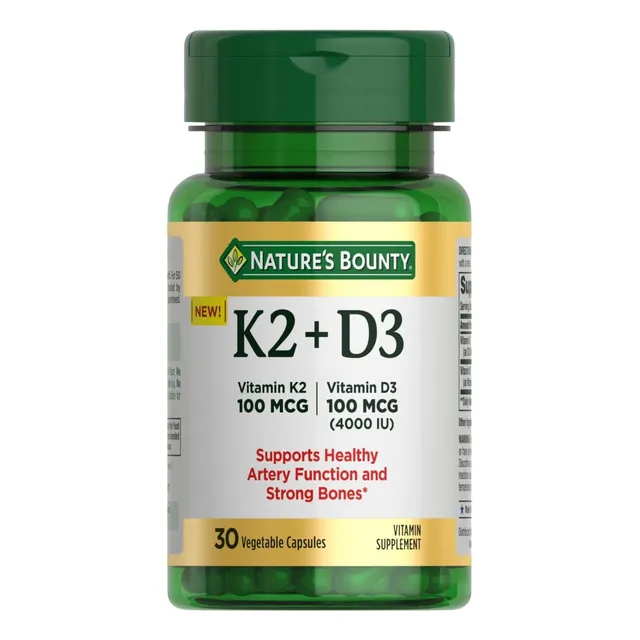 Vitamina K2 + D3 100 Mcg Nature's Bounty 30 Cápsulas Sin Sabor