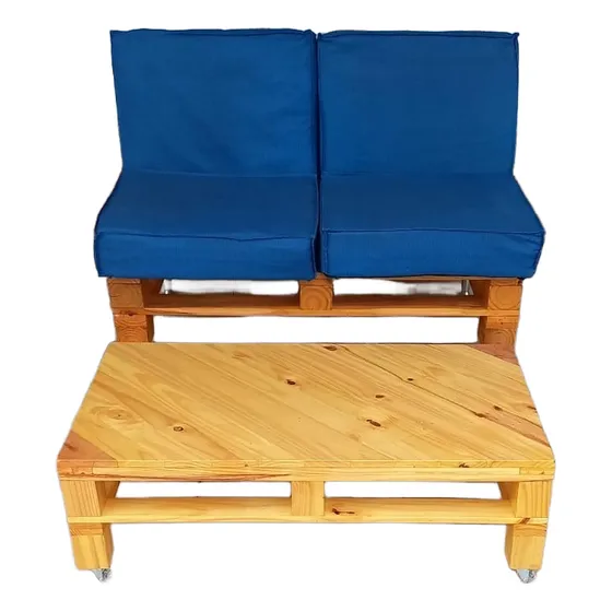 Sofá De Pallet Com Almofadas + Mesa De Centro
