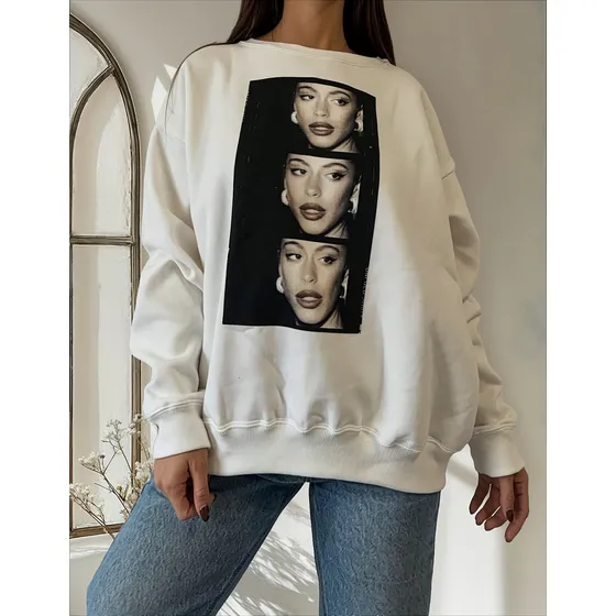 Buzo Over Frisa Estampa Tini Stoessel Mujer Nylon