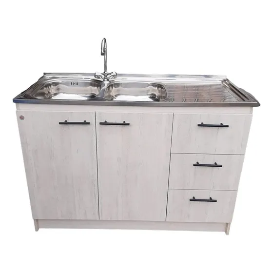 Mueble Kit Lavaplato Gris+grifería 120x50 Secado Der/ Mys