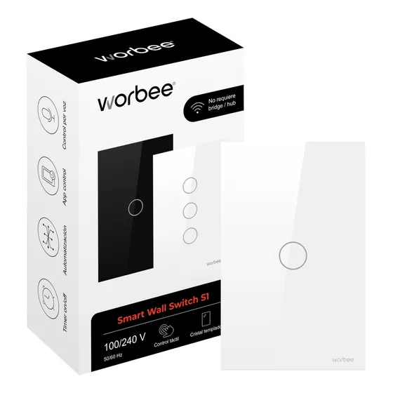 Interruptor electrónico worbee Smart Wall Switch S1 (1 Canal) con comando táctil color blanco 220V 60Hz 10A