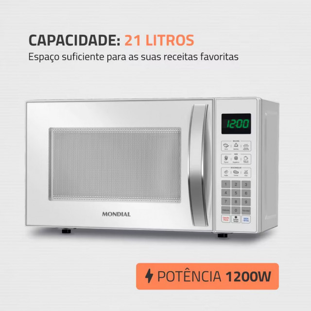 Micro-ondas Mondial Mo-01-21-w Com Função Tira Odor 21l Micro-ondas Mondial Mo-01-21-w Com Função Tira Odor 21l