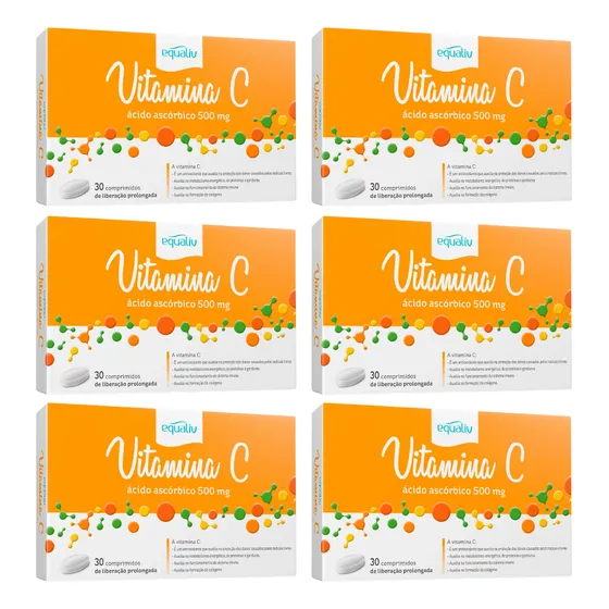 Kit 6un Vitamina C 500mg Com 30 Comprimidos - Equaliv