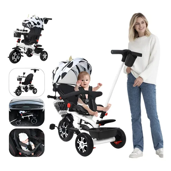 Carriola De Bebé Plegable Con Baston,rampa Triciclo 5 En 1