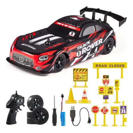 Carro De Drift Rc Brincamundo Em Escala 1:24 Carro De Controle Remoto 4x4 Para Crianças E Adultos Veículo De Corrida De Alta Velocidade De 20 Km/h Com 2 Baterias Vermelho