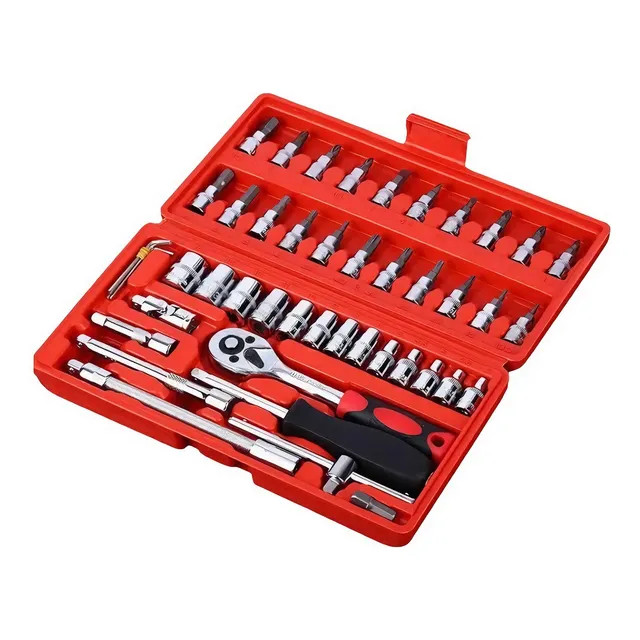 Kit De Herramienta Con Dados Llave Trinquete De 46pcs
