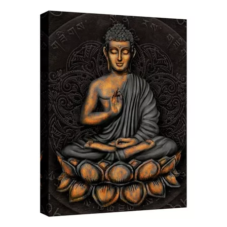 Cuadro Decorativo Lienzo Canvas Buda Meditando 100x75 Armazón Madera