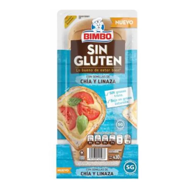 Pan Blanco Bimbo Chia Y Linaza Gluten Free 430g (2piezas)
